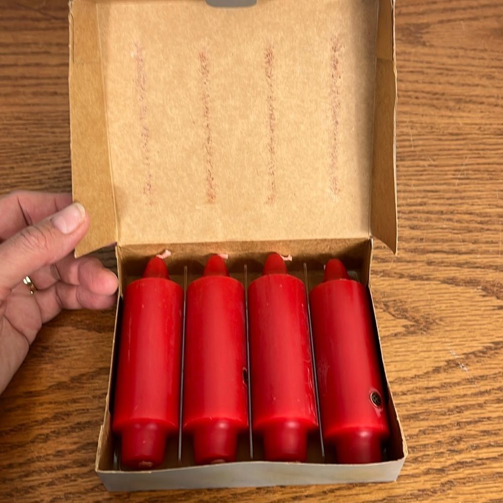 NIB 4 Vintage Colonial Candle-PartyLite 5” Unscented BellTop Christmas Red Taper